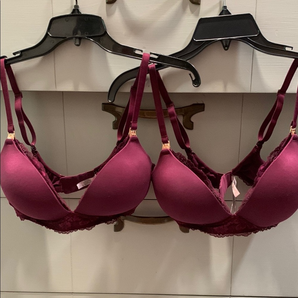 Elegant NURSING Bra Set in Burgundy Lace- 2 bras